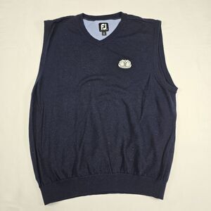 FootJoy Men's Blue Solid Wool FJ Vest Golf Preppy Stretch Adult Size L